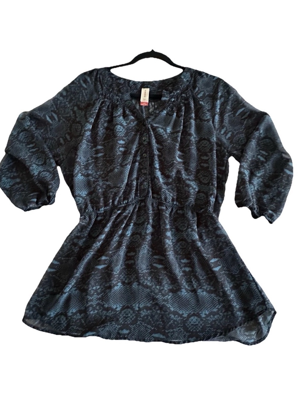 No Boundaries Sheer Smocked Snakeskin Tunic Womens 11/13 Goth Festival Boho